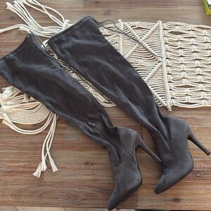 Boutique over the knee grey suede boot